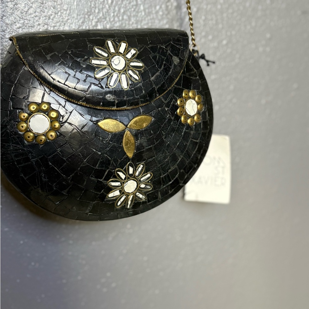 From St Xavier Black Mosaic Floral Handbag (SKU 123)